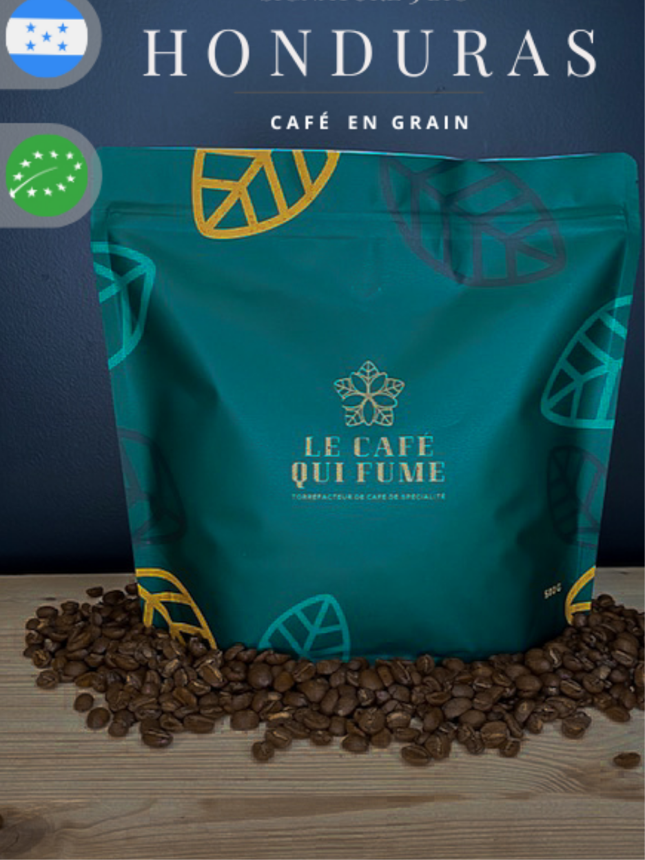 sachet de café en grain BIO du Honduras par le torréfacteur "lecafequifume"