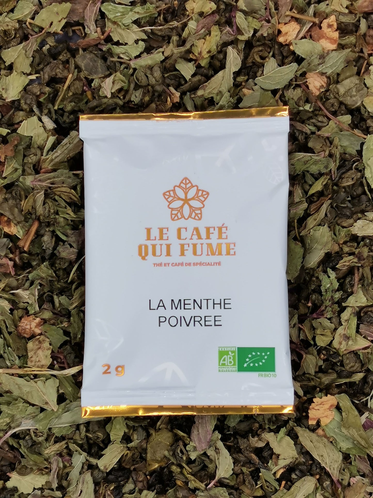 sachet de thé vert menthe poivrée